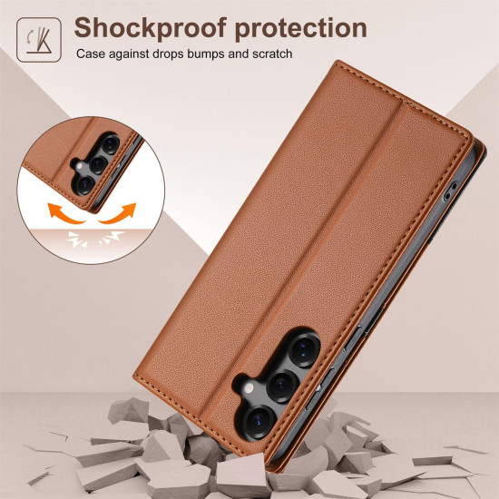 For Samsung Galaxy S24+ 5G N.BEKUS P3 RFID Stitching Magnetic Flip Leather Phone Case(Brown)
