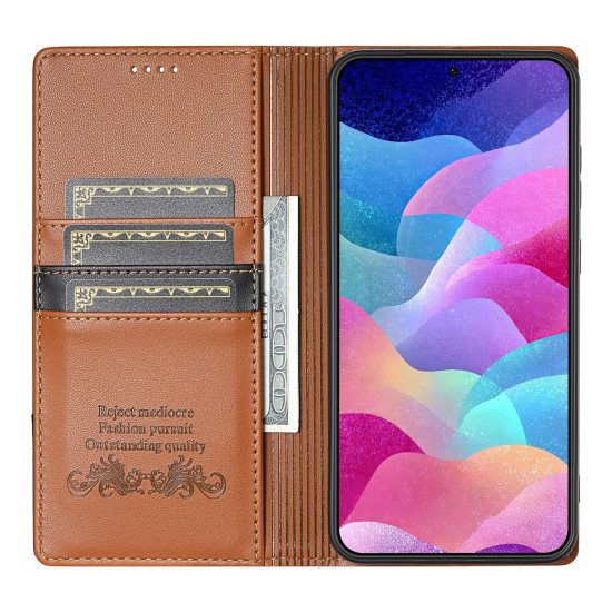 For Samsung Galaxy S24+ 5G N.BEKUS P3 RFID Stitching Magnetic Flip Leather Phone Case(Brown)