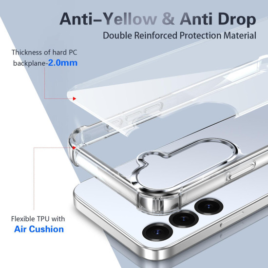 For Samsung Galaxy S24+ 5G Four-corner Shockproof Acrylic +TPU Phone Case(Transparent)