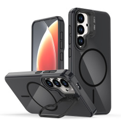 For Samsung Galaxy S23 5G Bright Color Imitation Camera Bracket Magsafe Phone Case(Midnight Black)
