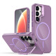 For Samsung Galaxy S23 5G Bright Color Imitation Camera Bracket Magsafe Phone Case(Sunset Purple)