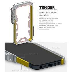 For Samsung Galaxy S24+ 5G Trigger Design Hollow Metal Frame Phone Case with Lanyard(Silver)