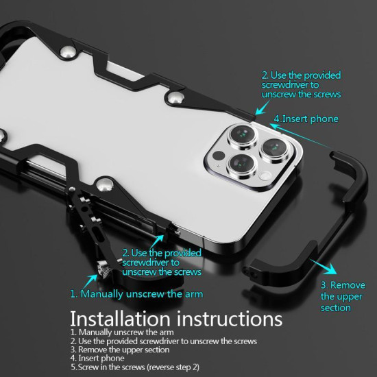 For Samsung Galaxy S23+ 5G Trigger Design Hollow Metal Frame Phone Case with Lanyard(Silver)