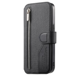 For Samsung Galaxy S24+ 5G Twill Fabric MagSafe RFID Anti-theft Zipper Wallet Leather Phone Case(Black)