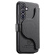 For Samsung Galaxy S24+ 5G Twill Fabric MagSafe RFID Anti-theft Zipper Wallet Leather Phone Case(Black)
