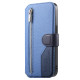 For Samsung Galaxy S24+ 5G Twill Fabric MagSafe RFID Anti-theft Zipper Wallet Leather Phone Case(Dark Blue)