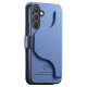 For Samsung Galaxy S24+ 5G Twill Fabric MagSafe RFID Anti-theft Zipper Wallet Leather Phone Case(Dark Blue)