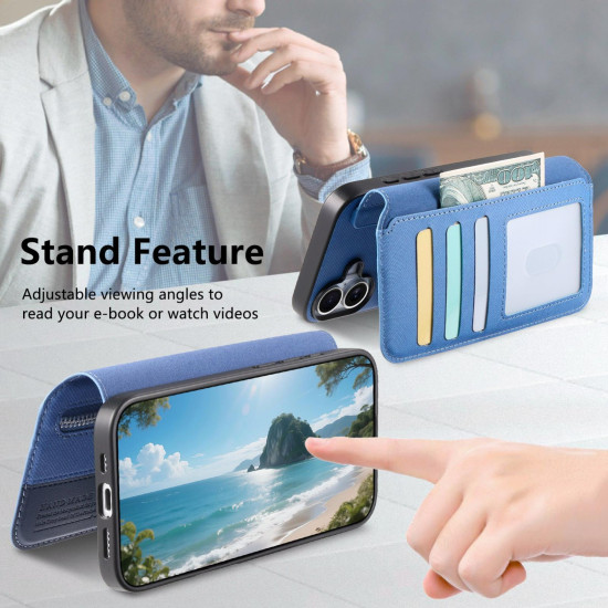 For Samsung Galaxy S24+ 5G Twill Fabric MagSafe RFID Anti-theft Zipper Wallet Leather Phone Case(Dark Blue)