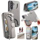 For Samsung Galaxy S24+ 5G Twill Fabric MagSafe RFID Anti-theft Zipper Wallet Leather Phone Case(Grey)