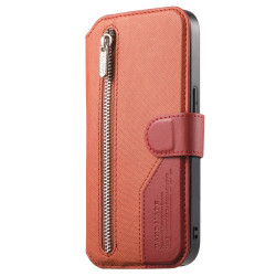 For Samsung Galaxy S24+ 5G Twill Fabric MagSafe RFID Anti-theft Zipper Wallet Leather Phone Case(Orange)
