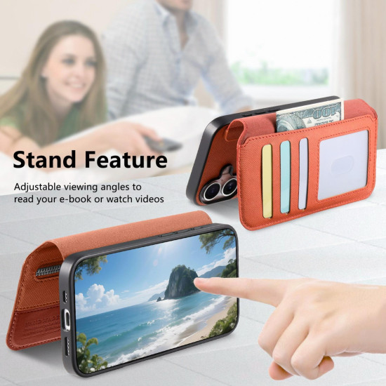 For Samsung Galaxy S24+ 5G Twill Fabric MagSafe RFID Anti-theft Zipper Wallet Leather Phone Case(Orange)