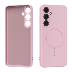 For Samsung Galaxy S24+ 5G ABEEL Skin-friendly Feel Magsafe Liquid Silicone Phone Case(Pink)