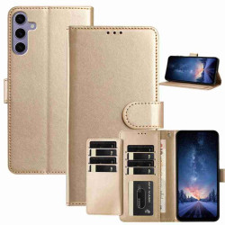 For Samsung Galaxy S24+ 5G Lambskin 8-card Slot Leather Phone Case(Gold)
