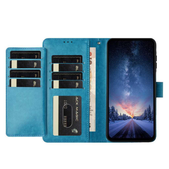 For Samsung Galaxy S24+ 5G Lambskin 8-card Slot Leather Phone Case(Light Blue)