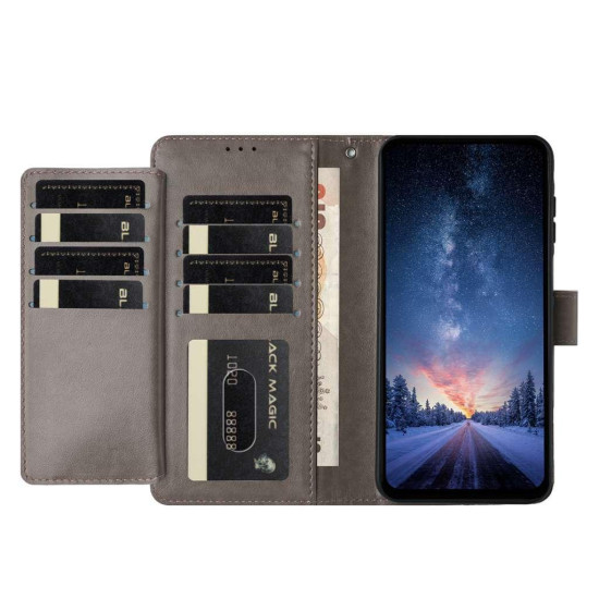 For Samsung Galaxy S24+ 5G Lambskin 8-card Slot Leather Phone Case(Grey)