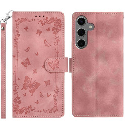 For Samsung Galaxy S24+ 5G Secret Garden Butterfly Pattern Leather Phone Case(Pink)