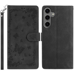 For Samsung Galaxy S24+ 5G Secret Garden Butterfly Pattern Leather Phone Case(Black)