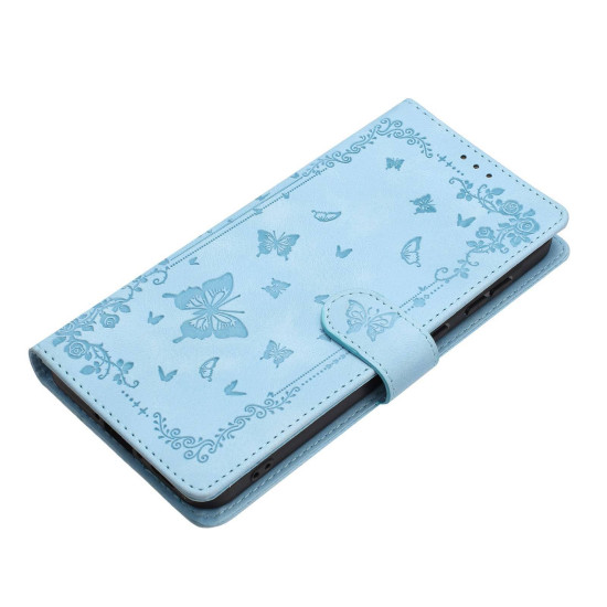 For Samsung Galaxy S24+ 5G Secret Garden Butterfly Pattern Leather Phone Case(Blue)