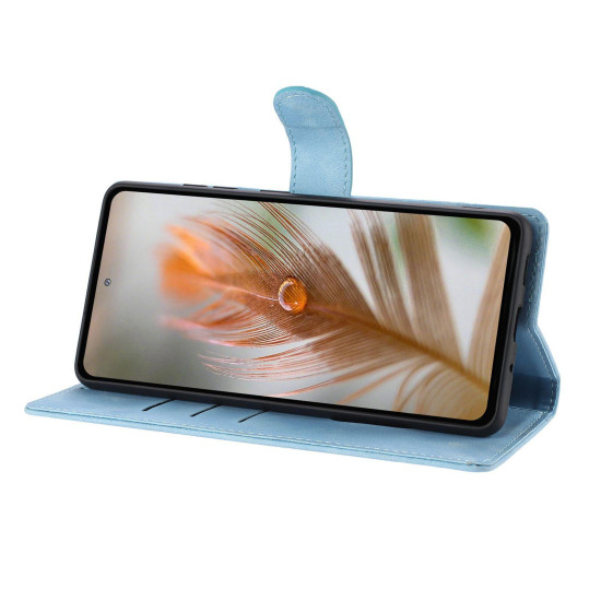 For Samsung Galaxy S24+ 5G Secret Garden Butterfly Pattern Leather Phone Case(Blue)