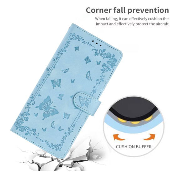 For Samsung Galaxy S24+ 5G Secret Garden Butterfly Pattern Leather Phone Case(Blue)