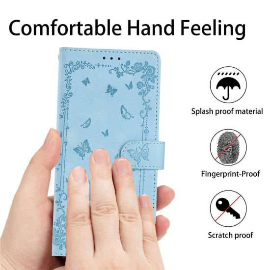 For Samsung Galaxy S24+ 5G Secret Garden Butterfly Pattern Leather Phone Case(Blue)