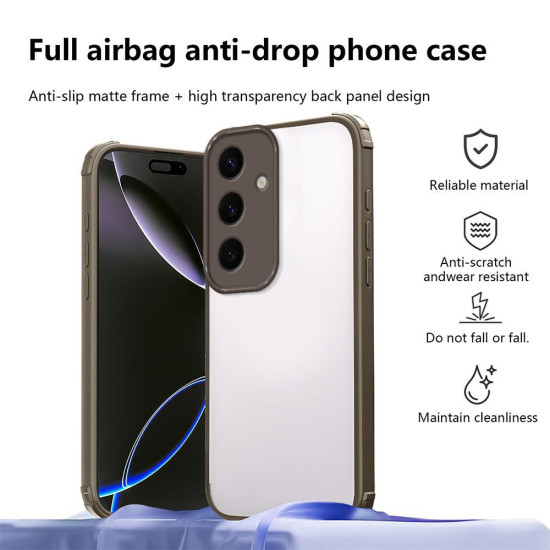 For Samsung Galaxy S24+ 5G Four Corners Shield Shockproof TPU Hybrid PC Phone Case(Brown)