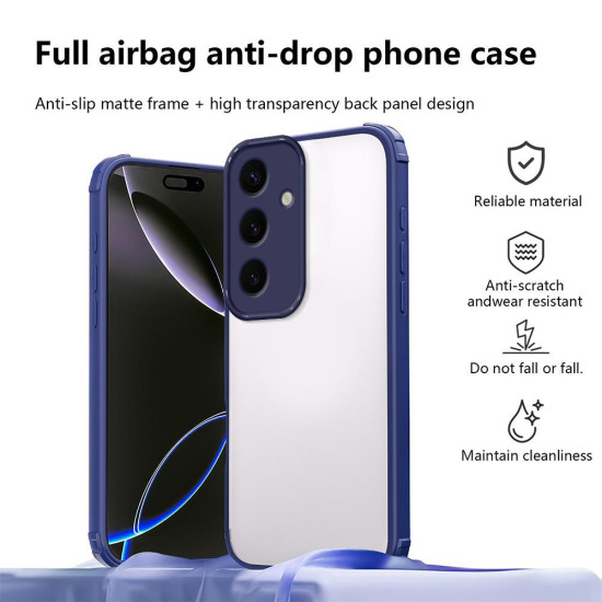 For Samsung Galaxy S24+ 5G Four Corners Shield Shockproof TPU Hybrid PC Phone Case(Blue)