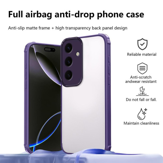 For Samsung Galaxy S24+ 5G Four Corners Shield Shockproof TPU Hybrid PC Phone Case(Purple)