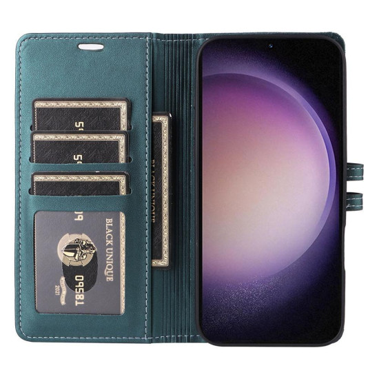 Samsung Galaxy S23+ 5G Stitched Magnetic Buckle Leather Phone Case(Green)