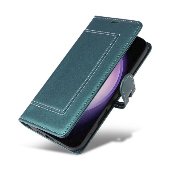 Samsung Galaxy S23+ 5G Stitched Magnetic Buckle Leather Phone Case(Green)
