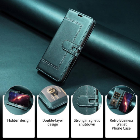 Samsung Galaxy S23+ 5G Stitched Magnetic Buckle Leather Phone Case(Green)
