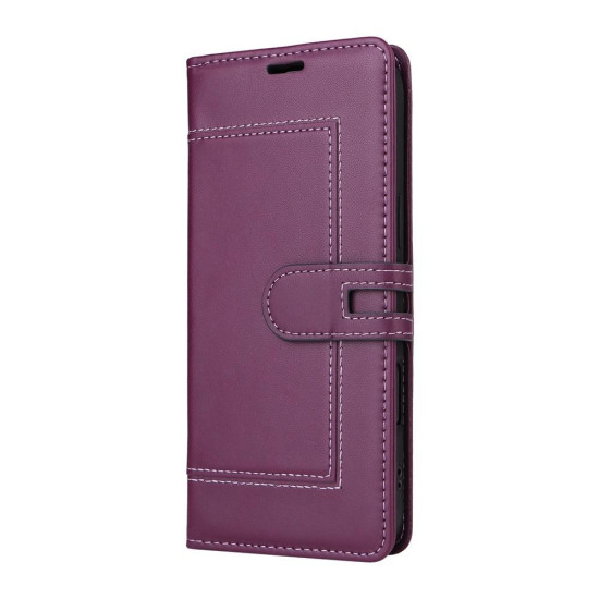 Samsung Galaxy S23+ 5G Stitched Magnetic Buckle Leather Phone Case(Purple)
