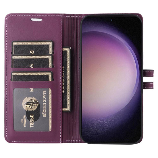 Samsung Galaxy S23+ 5G Stitched Magnetic Buckle Leather Phone Case(Purple)