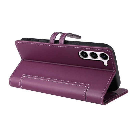 Samsung Galaxy S23+ 5G Stitched Magnetic Buckle Leather Phone Case(Purple)