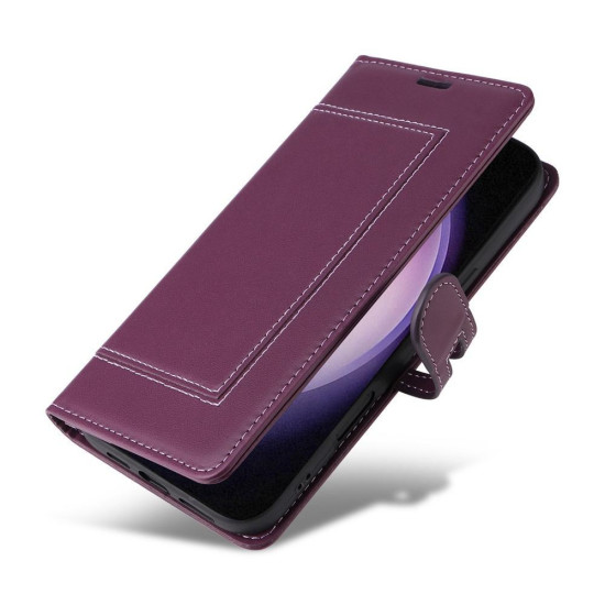 Samsung Galaxy S23+ 5G Stitched Magnetic Buckle Leather Phone Case(Purple)