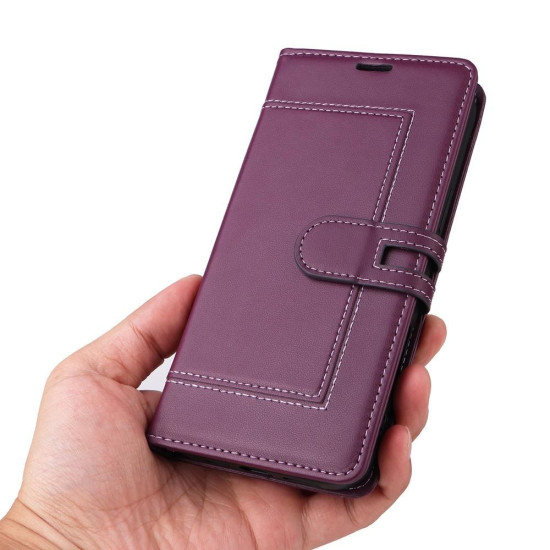 Samsung Galaxy S23+ 5G Stitched Magnetic Buckle Leather Phone Case(Purple)