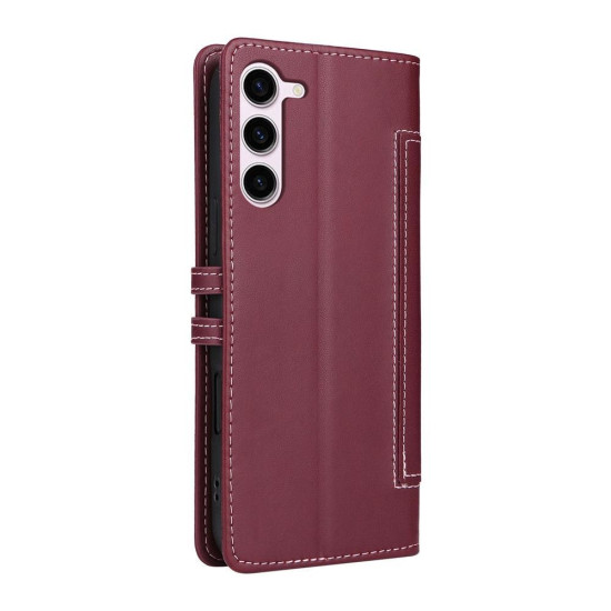 Samsung Galaxy S23+ 5G Stitched Magnetic Buckle Leather Phone Case(Red)