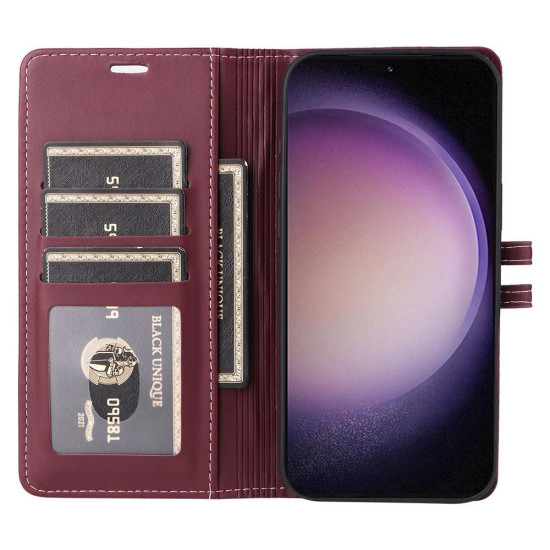 Samsung Galaxy S23+ 5G Stitched Magnetic Buckle Leather Phone Case(Red)