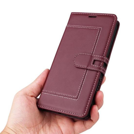 Samsung Galaxy S23+ 5G Stitched Magnetic Buckle Leather Phone Case(Red)