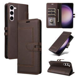 Samsung Galaxy S23+ 5G Stitched Magnetic Buckle Leather Phone Case(Coffee)