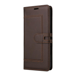 Samsung Galaxy S23+ 5G Stitched Magnetic Buckle Leather Phone Case(Coffee)