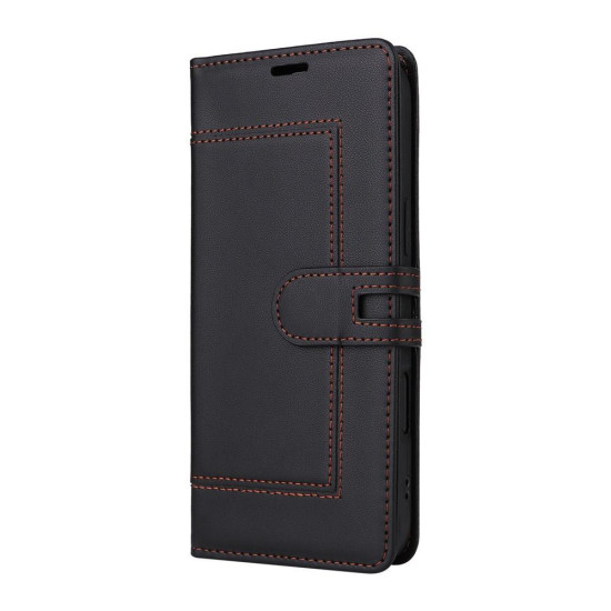 Samsung Galaxy S23+ 5G Stitched Magnetic Buckle Leather Phone Case(Black)