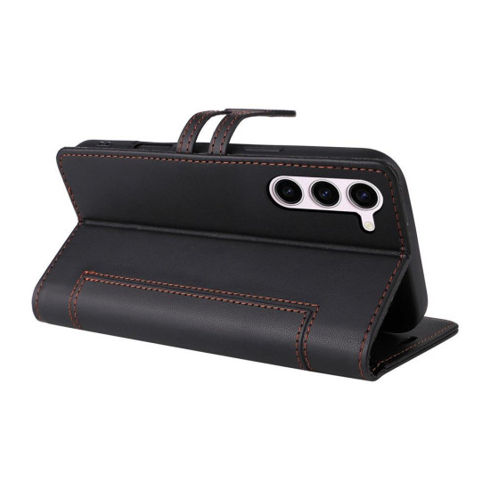 Samsung Galaxy S23+ 5G Stitched Magnetic Buckle Leather Phone Case(Black)