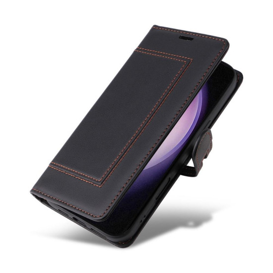 Samsung Galaxy S23+ 5G Stitched Magnetic Buckle Leather Phone Case(Black)