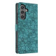 For Samsung Galaxy S24+ 5G Cherry Blossoms Embossed Leather Phone Case(Green)