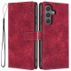 For Samsung Galaxy S24+ 5G Cherry Blossoms Embossed Leather Phone Case(Red)