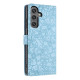 For Samsung Galaxy S24+ 5G Cherry Blossoms Embossed Leather Phone Case(Light Blue)
