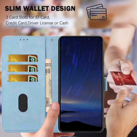 For Samsung Galaxy S24+ 5G Cherry Blossoms Embossed Leather Phone Case(Light Blue)
