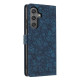 For Samsung Galaxy S24+ 5G Cherry Blossoms Embossed Leather Phone Case(Dark Blue)