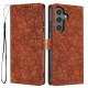 For Samsung Galaxy S24+ 5G Cherry Blossoms Embossed Leather Phone Case(Brown)
